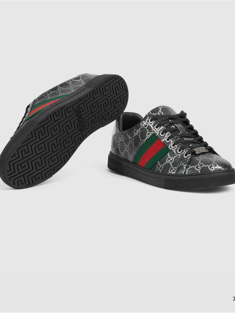 Gucci Black GG Supreme Sneaker with Green and Red Web Stripe